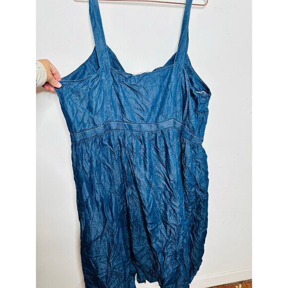 DRAPER JAMES X ELOQUII Denim Blue Chambray 100% Cotton Gold Button Dress sz 24 - Picture 4 of 15